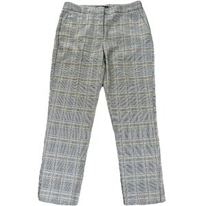 Zara Women Dress Pants Large 33x27 Gray Yellow Plaid‎ Mid Rise Straight Career